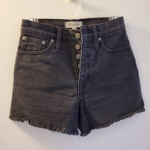 Madewell button down black denim shorts